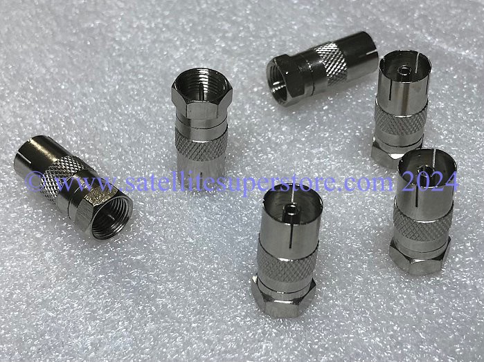 F Connector to UHF Aerial IEC Inline Straight Adaptor.